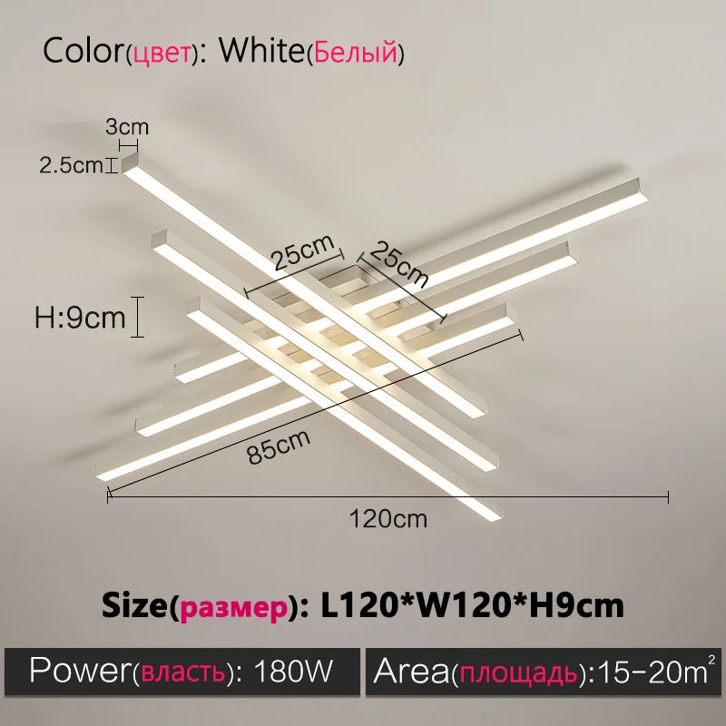 Plafonnier LED Carré Design Nordique Noir