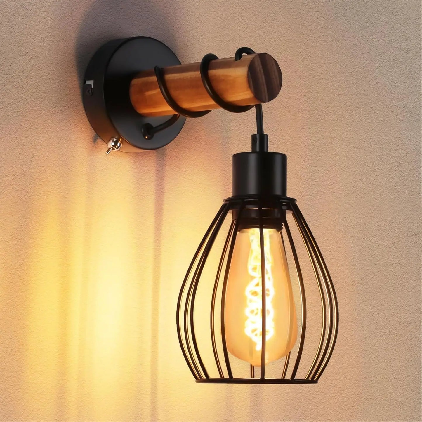 Luminaire Mural Vintage Bois & Métal – Style Industriel