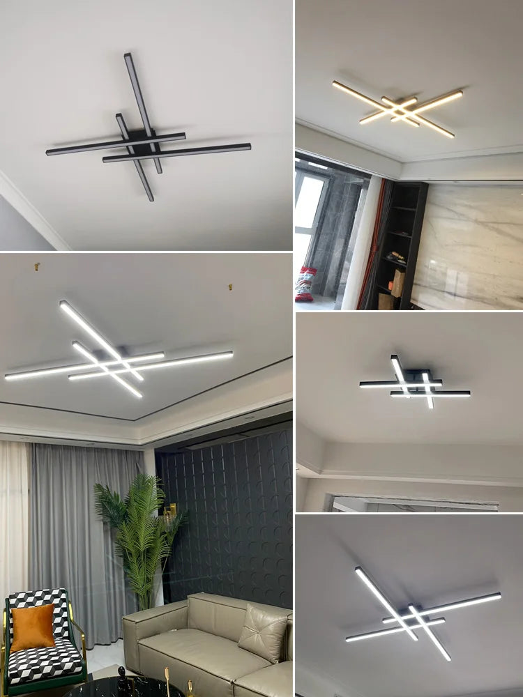 Plafonnier LED Carré Design Nordique Noir