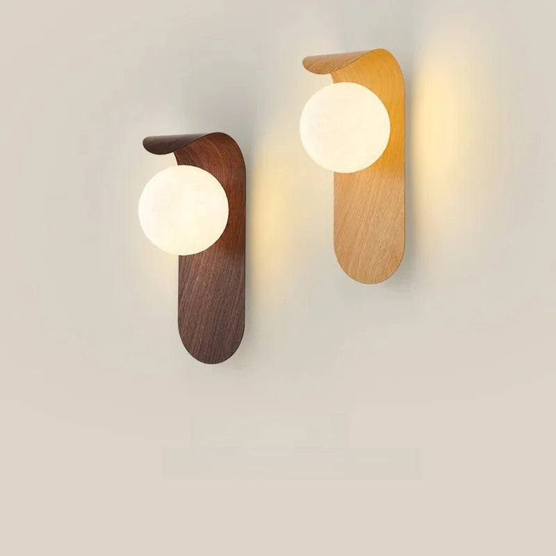 Luminaire Mural Style Japonais – Bois de Noyer & Métal