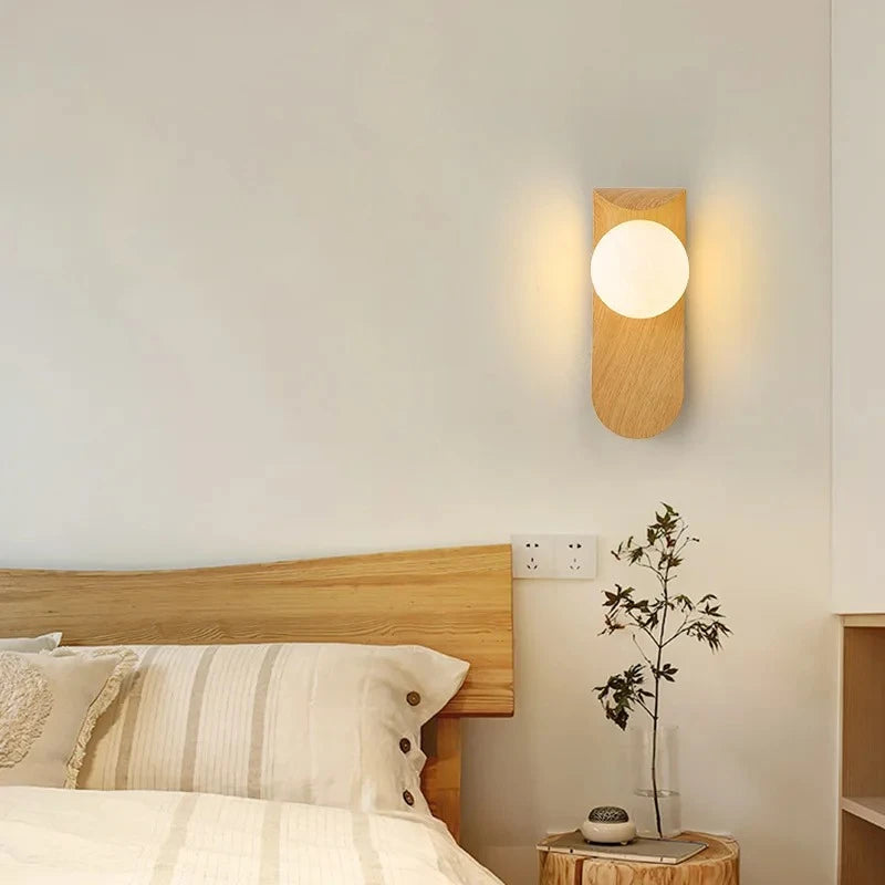 Luminaire Mural Style Japonais – Bois de Noyer & Métal