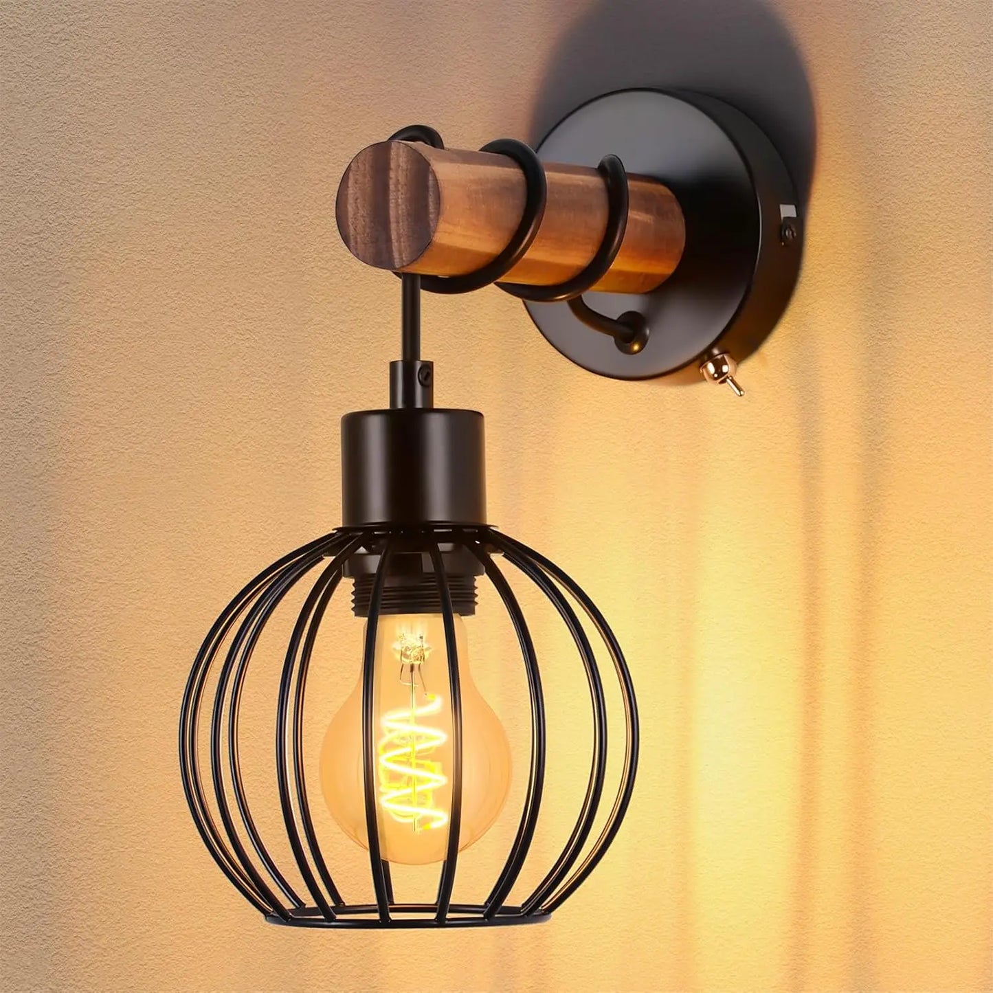 Luminaire Mural Vintage Bois & Métal – Style Industriel
