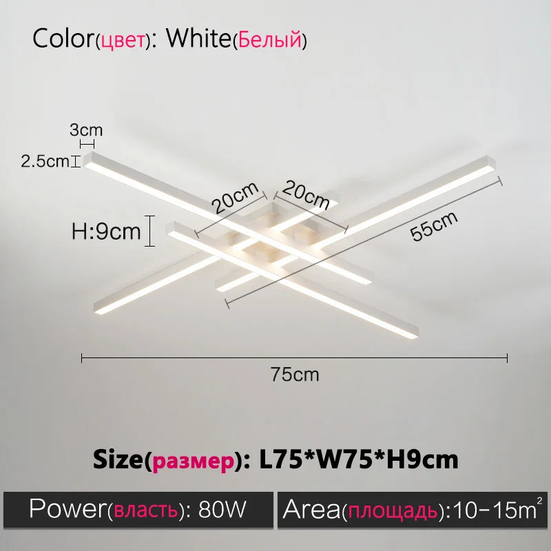 Plafonnier LED Carré Design Nordique Noir