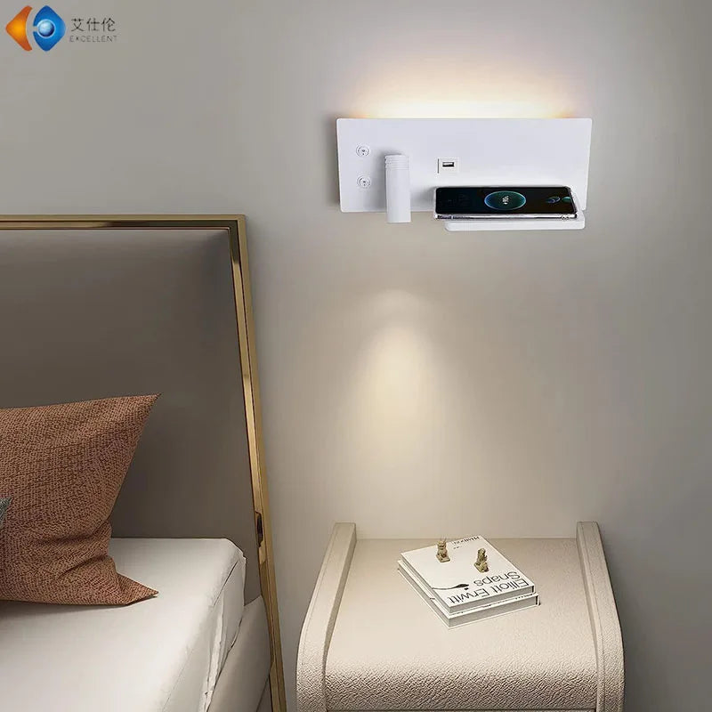 Luminaire Mural LED avec Chargeur Sans Fil & USB-C