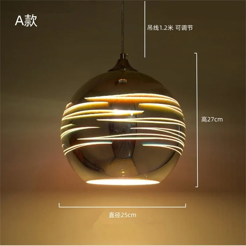 Luminaire Suspendu Boule Miroir Effet Planète