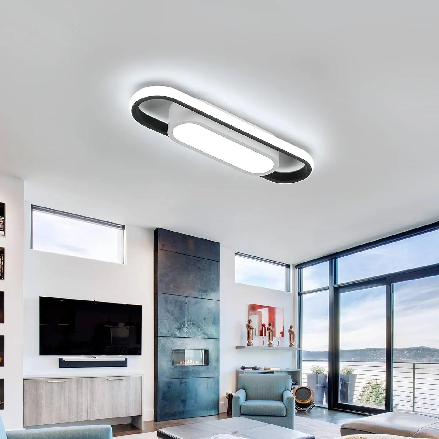 Plafonnier LED Rectangulaire Noir 24W
