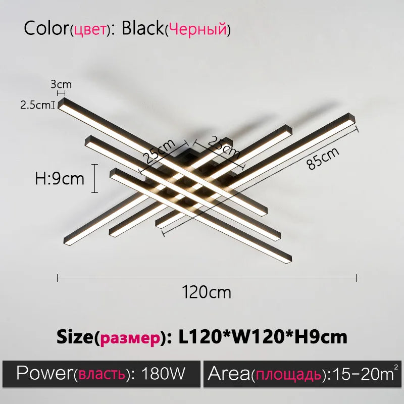 Plafonnier LED Carré Design Nordique Noir