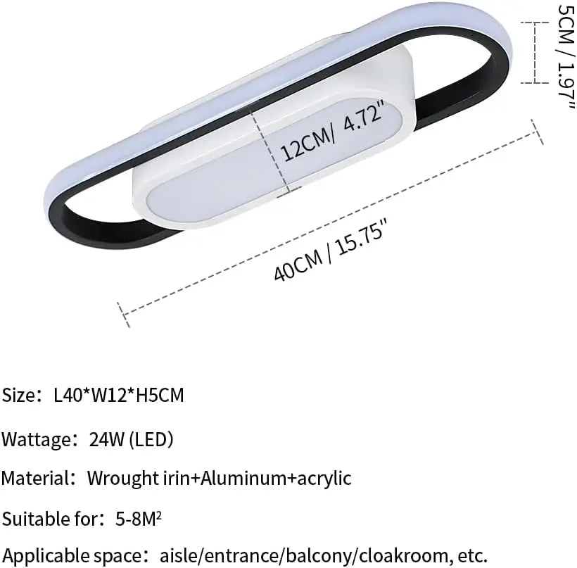 Plafonnier LED Rectangulaire Noir 24W