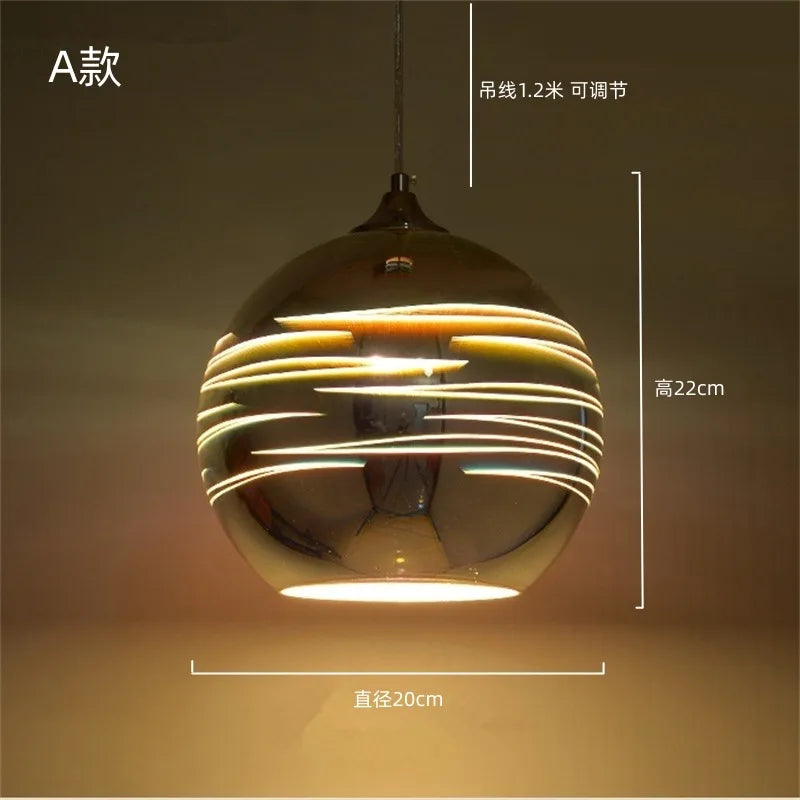 Luminaire Suspendu Boule Miroir Effet Planète