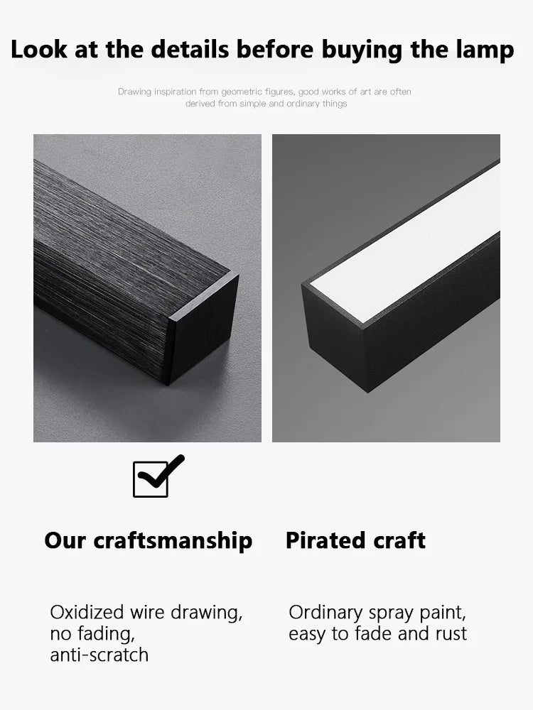 Plafonnier LED Carré Design Nordique Noir