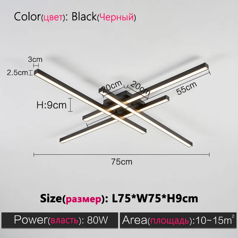 Plafonnier LED Carré Design Nordique Noir
