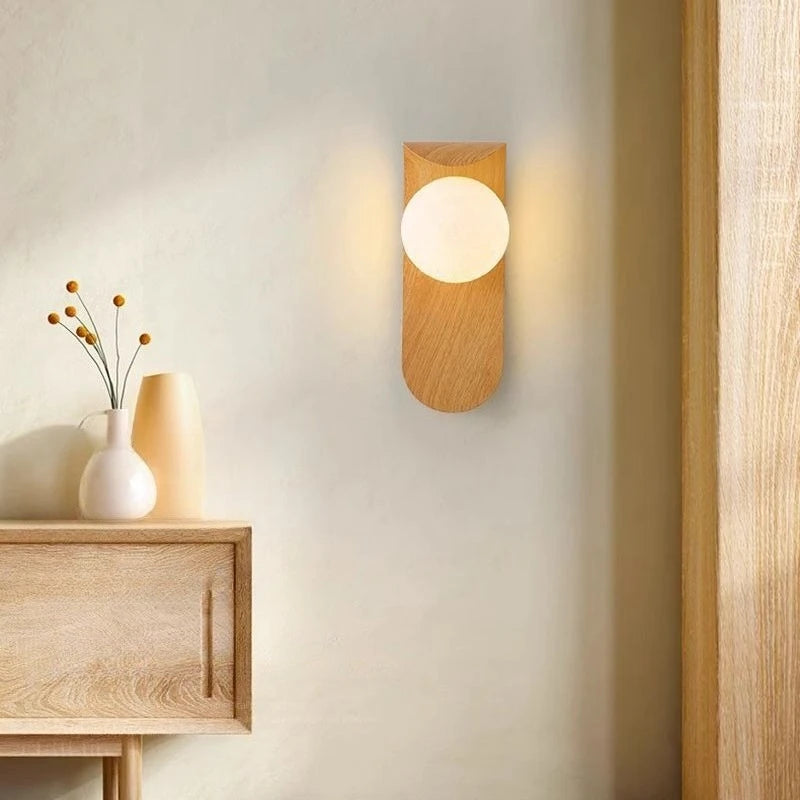 Luminaire Mural Style Japonais – Bois de Noyer & Métal